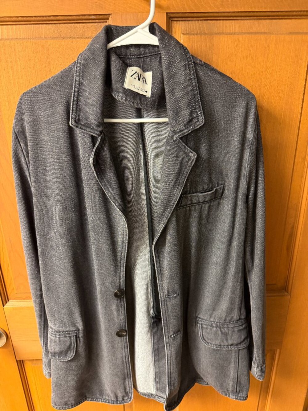 Zara Women's Charcoal Gray Denim Blazer Size Small in Great Shape